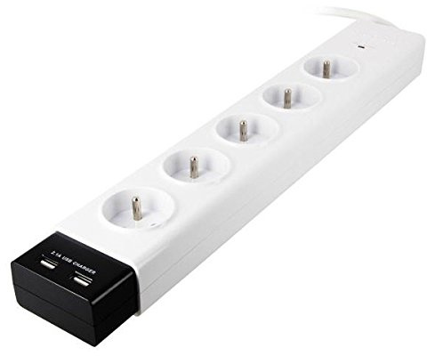 Energizer multiple 5 prese con caricatore doppio USB integrato