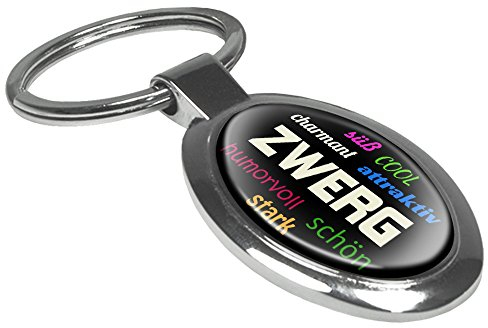 printplanet Schlüsselanhänger mit Namen Zwerg - Motiv Positive Eigenschaften - Namensschlüsselanhänger, personalisierter Anhänger, Talisman, Anhänger, Chrom