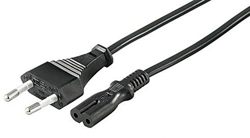 kab24® Euro Stromkabel Eurostecker (Typ C, CEE 7/16) auf Gerätebuchse C7 (10m, schwarz)