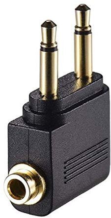 Airplane Headphone/Earphone Socket Adaptor - Gold Plated 3.5mm Mono Jack Plugs to 3.5mm Stereo Jack Socket - Compatible with Sony, Bose, Beats, Apple, JVC, Sennheiser, Panasonic, Betron and more