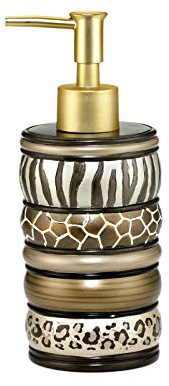 Popular Bath Safari Stripes Modern Bath Accessories Lotion Pump Modern Classic Contemporary Decorative Beautiful Designs Bathroom Decor Set for Home Luxury Bathroom, Chocolate