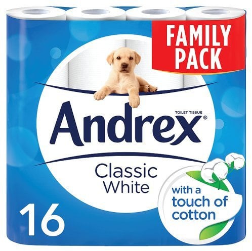 Andrex Classic White Toilet Roll Tissue Paper - 16 Rolls