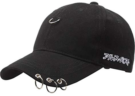 Baumwolle Baseball Cap K-Pop-Jungen-Mädchen Im Freien Eisen Ring Baseball-Mütze Lässige Adjustable Vati-Hut Hip Hop-Hut