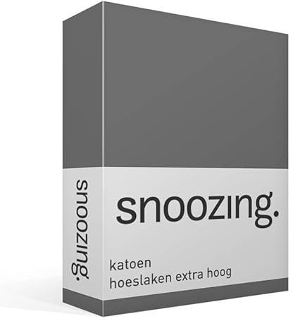 Snoozing - Spannbettlaken - Baumwolle - 80x220 cm - Antraciet