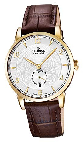 Candino Armband-Uhr Herren C4592/2 Elegant Analog Quarz Leder Uhr braun D2UC4592/2 EIN Geschenk zu Weihnachten, Geburtstag, Valentinstag für den Mann