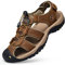 Unitysow Sandales de Marche Homme Bout Fermé Cuir Extérieur Sport Trekking Randonnée Été Nu Pied Plage Marron Taille 44