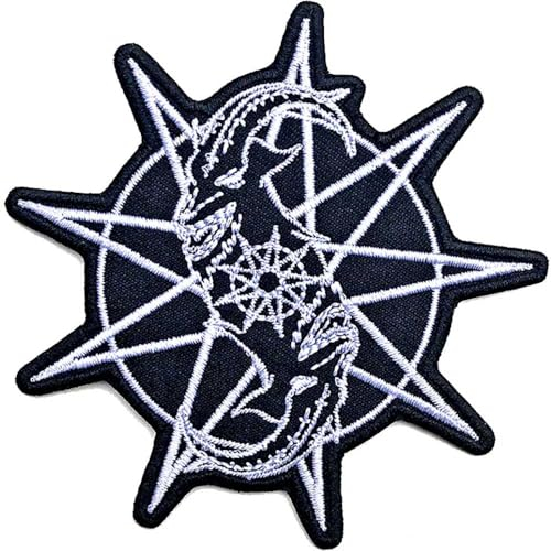 Slipknot Patch Goat Star Band Logo Nue offiziell Schwarz Embroidered woven iron Taglia unica