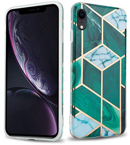 Cadorabo Hülle kompatibel mit Apple iPhone XR Schutzhülle TPU Silikon Case Marmor Design Slim Kratzfest Weiche Gummi mit Rundumschutz Case Hülle für iPhone XR in Grün
