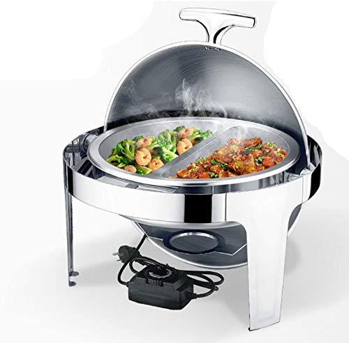 Scaldavivande Elettrico, Chafing Dish Acciaio Inox, 6L Contenitore Termico per Alimenti Caldi Scalda-vivande per Buffet, Banchetti, Feste, Temperatura Regolabile (30-80 °)