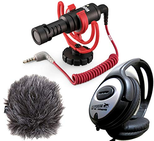 Rode Videomicro Compact On-Camera Richtmikrofon Kamera Mikrofon + keepdrum Kopfhörer