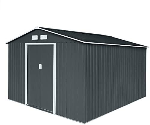 HATTORO S300 Metall Gerätehaus XXXL 277x319x192cm Geräteschuppen Garten Schuppen Gartenhaus Satteldach Anthrazit