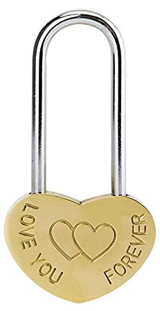 VeYocilk 50 mm Liebesschloss Herz-Vorhängeschloss, Einzelherz, Love-You-Forever-Schloss für Valentinstag, Liebhaber, Hochzeit, Valentinstag, Jahrestag, Reisen (ohne Schlüssel)