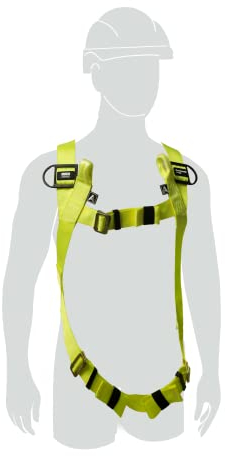 MILLER by Honeywell H100 Sicherheitsgurt, 2-Punkt-Gurt, Universalgröße, leicht (0,8 kg), passende Brust- und Beinschnallen, D-Ring aus Stahl, belastbar bis 140 kg, Gelb, 1036294