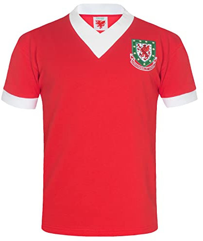 Wales FAW - Herren Trikot im Retro-Design von 1976/84 - Offizielles Merchandise - Rot - 1958 Nr. 9 - XL