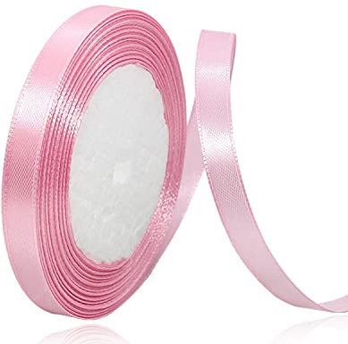 Ruban de Satin Rose 10mm x 22m, Ruban Satinée pour Emballage Cadeau, Couture, Artisanat, Ballon, Bouquet de Mariée, Décoration de Mariage