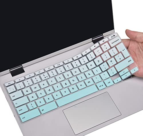 Keyboard Cover Skin for ASUS Chromebook Flip C433 C433TA C434 C434T, ASUS 15.6 ChromeBook C523NA, ASUS Chromebook C302 C302CA 12.5 Protector, EU/UK Keyboard Layout -Ombre Mint