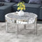 SHYFOY Table Basse Salon, Meuble de Salon en Miroir, Cadre en MDF, Table Basse Ronde, Table de Salon, Dessus de Table en Cristal de Diamant, Argent, Ø80x45 cm