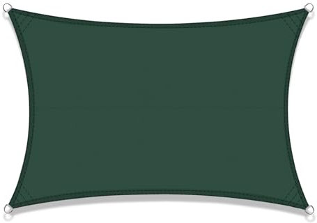 LOVE STORY Vela ombreggiante 4x5m Rettangolare Impermeabile Tenda a Vela Verde Tenda da sole per esterno,PES Poliéster Protezione UV al 95% per Esterno,Giardino,Terrazzo,Balcone,Patio