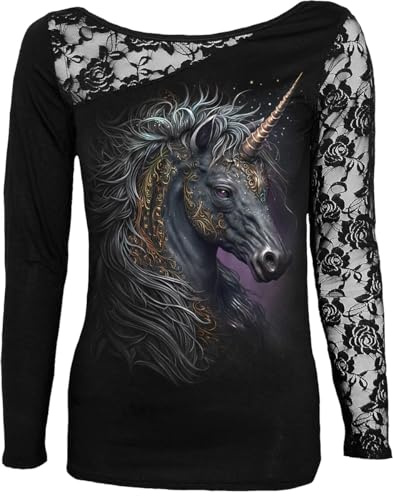 Spiral Celtic Unicorn Frauen Langarmshirt schwarz Basics
