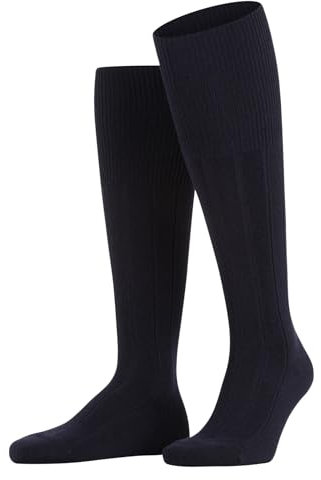 FALKE Men's Lhasa Rib M Kh Wool Cashmere Long Plain 1 Pair Knee-High Socks, Blue Dark Navy 6375, 8.5-11