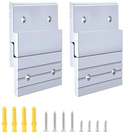 Lot de 2 paires de crochets de fixation murale emboîtables en aluminium robuste pour accrocher miroirs, images, étagères, tableaux blancs, arts, cadres, peinture murale (5,1 cm)
