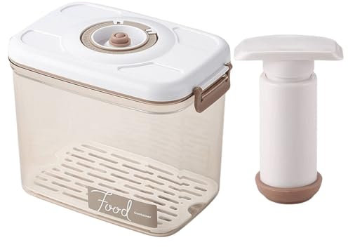 AMZLORD Récipient de conservation des aliments sous vide avec pompe à vide, organisateur de réfrigérateur avec plaque de vidange amovible, boîte de conservation des aliments hermétique pour