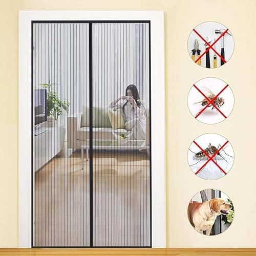 MYCARBON Zanzariera Magnetica 110x200cm Zanzariera Porta Finestra, Nero
