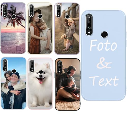 DCPPCY Personalisierte Handyhülle für Huawei P20 Lite Hülle Personalisierte,mit Eigenem Foto Bild Text Individuelle Schutzhülle Blau Silikon Handyhülle Selbst Gestalten Text Custom Case