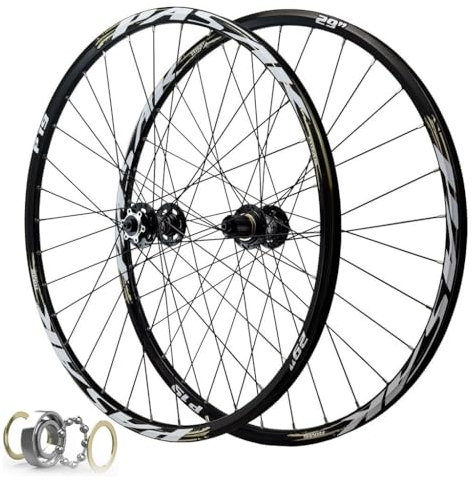 DYSY Fahrrad Laufradsatz 26/27,5/29 Zoll Steckachse, Scheibenbremse Aus Aluminiumlegierung Abgedichtetes Lager 32H Mountainbike Felge 135mm for 7–12 Gänge 2210g(Farbe:A,Size:THRU AXLE 29 inch)