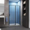 Porte de douche pivotante 140x185cm en niche, porte de douche noire mate en verre 6mm securit anticalcaire