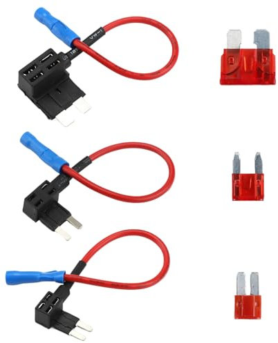Car Fuse Taps Set,3 Types 12V Mini Adding a Circuit Adapter Car Fuse Tap Kit,Low Profile Tap Adapter Piggy Back Blade Fuses Holder for Cars Trucks Boats and RVs,Easy Installation(Micro Small Medium)