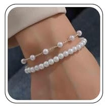 Aneneiceera Vintage Braccialetto di Perle a Doppio Strato con Catena d'Oro a Mano - Gioielli per le Donne (Oro)