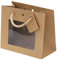 Präsent-Tragetaschen natur mit Fenster 16 x 8 x 14 cm, 10 Stück