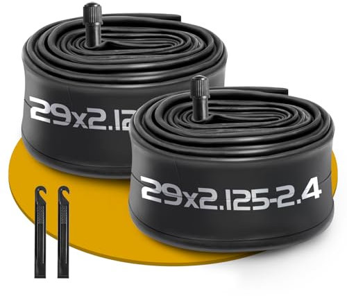 Set mit 2 Fahrradschläuchen, 29 Zoll, AV32 mm, Schrader-Ventil, kompatibel mit Schlauch 29 x 2,125/2,2/2,25/2,3/2,35/2,4, Schlauch 29 Zoll, für MTB/Fahrrad