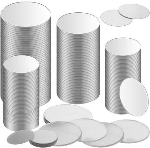 Tucnoeu 40 Stück Mini Spiegel Set Kleine Spiegel Rund Acryl Spiegelfliesen für Wand- und Tischdekoration, DIY-Heimprojekte, Dekorationen (2 Zoll, 3 Zoll, 4 Zoll)