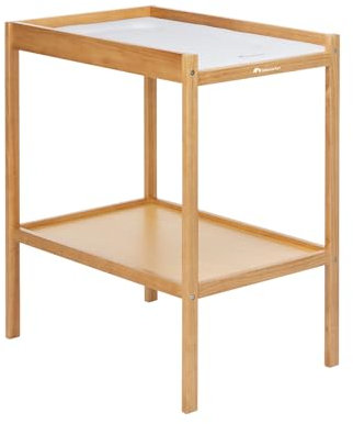 Bebeconfort Daisy, Table à langer bébé, 0-12 mois (11 kg), matelas à langer inclus, imperméable, facile à nettoyer, sécurité assurée, accès facile, étagère de rangement, montage facile, bois naturel