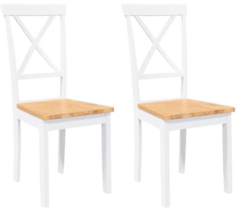vidaXL Sillas de Comedor 2 Unidades Madera Maciza de Caucho Blanco