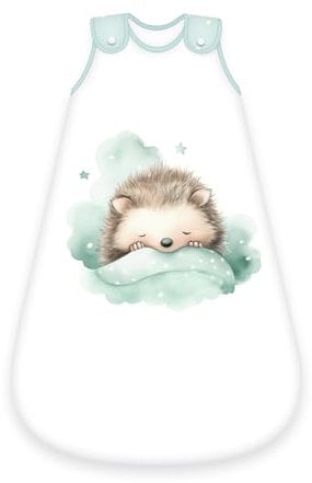 Herding babybest Baby-Schlafsack, Kleiner Igel, 70 cm, Seitlich umlaufender Reißverschluss und Druckknöpfe, Obermaterial 100% Baumwolle, Füllung: 100% Polyester, Weiß, Grün