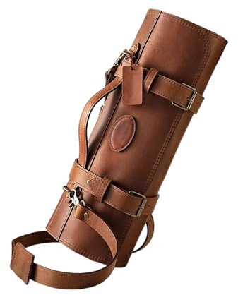 YIORYO Leather Knife Roll Storage Bag, Elastic and Expandable 8 Pockets, Adjustable/Detachable Shoulder Strap, Travel-Friendly Chef Knife Case