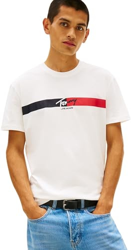 Tommy Jeans Herren TJM Reg Signature Stripe T EXT Dm0dm22539 S/S T-Shirt (1er Pack)