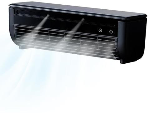 Maxbetip Wireless Charging Quiet AC No Drilling Kitchen Cooling Air Conditioning Three Wind Speeds, with Adjustable Spray Portable Wall Mounted Airs Conditioners Fan,for Home Office, Bedroom (Black)