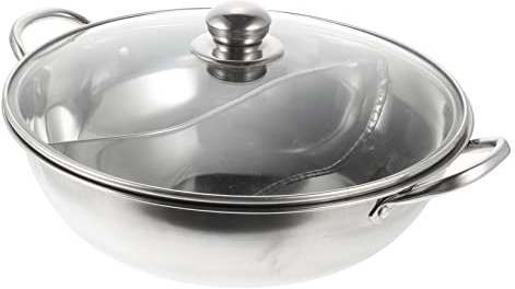ARTSEWPLY Stainless Steel Yuanyang Hot Pot Basin Split Pan for Shabu Shabu Soup Pot for Home Cooking and Restaurant Use