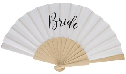 Wellrun Bride Printed Bamboo Hand Fan,Bridesmaid Gifts,Elegant Bride Accessory for Wedding Day,Hen Party and Themed Events