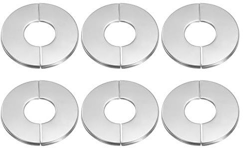 QUARKZMAN 6 Stück Wand Split Flansch 1.02 Zoll (26mm) Edelstahl Rund Selbstklebend Split Flansch Rohr Abdeckung Clamp-On Zier Kragen Für Fußboden Decke Bad Küche Toilette