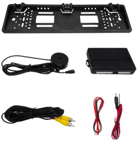 Riloer Car Reversing Camera Number License Plate and Parking Sensor Kit 12V Compatible with A Wide Range Of 12V European Vehicle 4 LED
