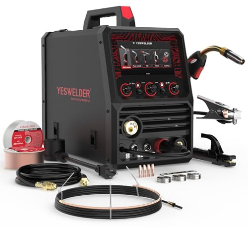 YESWELDER Firstess DP200 - Soldadora MIG multiproceso, doble pulso, pantalla LCD de 7 pulgadas, 120 V/240 V, 6 en 1 MIG/MIG pulsado/núcleo de flujo/pistola de carrete MIG/Lift TIG/Stick máquina de