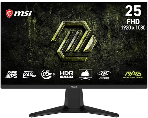 MSI MAG 255F X24 24.5 FHD Gaming Monitor | Rapid IPS panel 1920x1080, 240 Hz, 0.5ms, compatible with VESA, HDMI, DisplayPort, FreeSync Premium