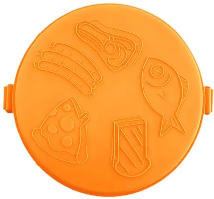 MagiDeal Microwave Grill Pan Fry Griddle Removable Nonstick Kitchen with Cover Crisper Pan Cookware for Meat Home Travel Pizzas Indoor, Orange