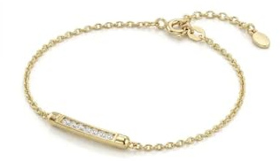 Suzan Gold® 375 Echtgold Armband für Damen filigran elegant mit Zirkonia Stab Anhänger wasserfest hypoallergen zeitlos – Stellaris Bar – edler Goldschmuck als stilvolle Geschenkidee für Frauen