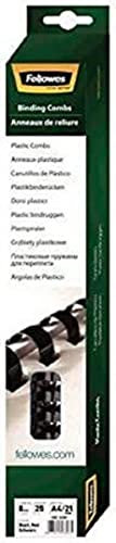 Fellowes A4 8mm Plastic Binding Combs for Comb Binding Machine Binds 21 to 40 Pages - Black, Pack of 25